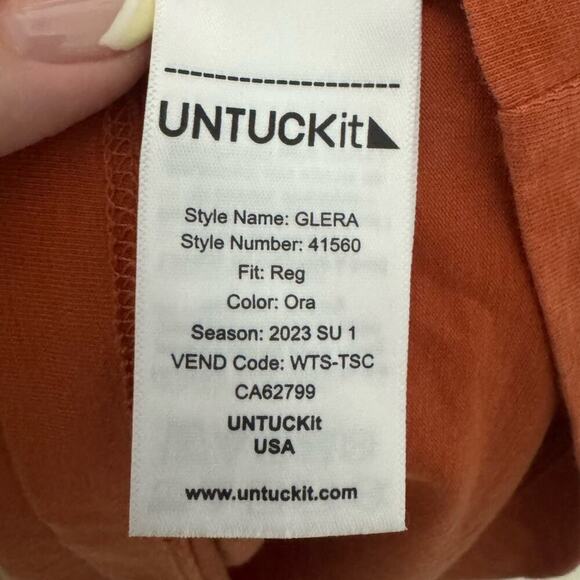 UnTuckit EcoSoft Short-Sleeve Henley In Spice Orange Size XL - Picture 8 of 10